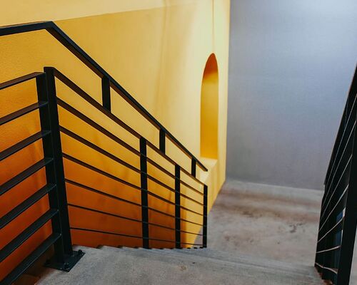 yellow-wall-staircase-stairway